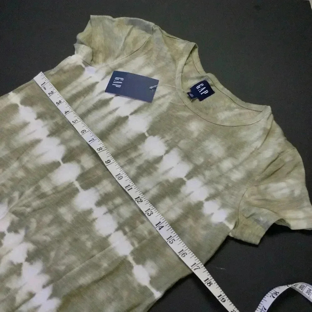 NWT Gap Womens Olive Green Striped Tie-Dye Short Sleeve T-Shirt Dress Size XS - Picture 4 of 8